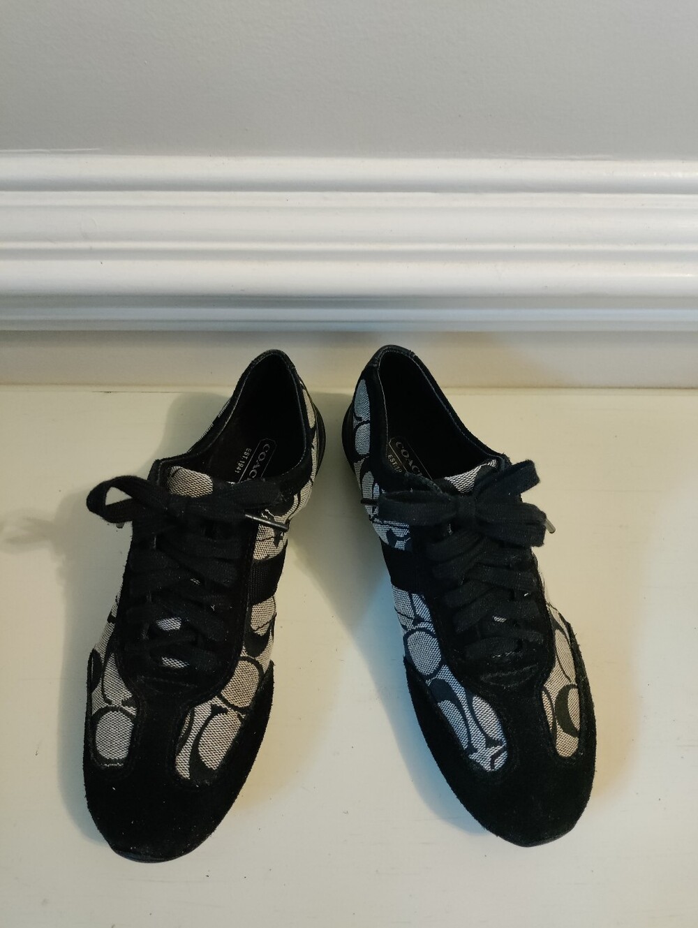 Coach Baylee Signature C Canvas Black Suede Sneakers Shoes Women's 6.5 M - Picture 6 of 6